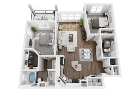 2 Bed 2 Bath 1150 sf Telfair Renovated Floor Plan at Two Addison Place, Pooler, Georgia